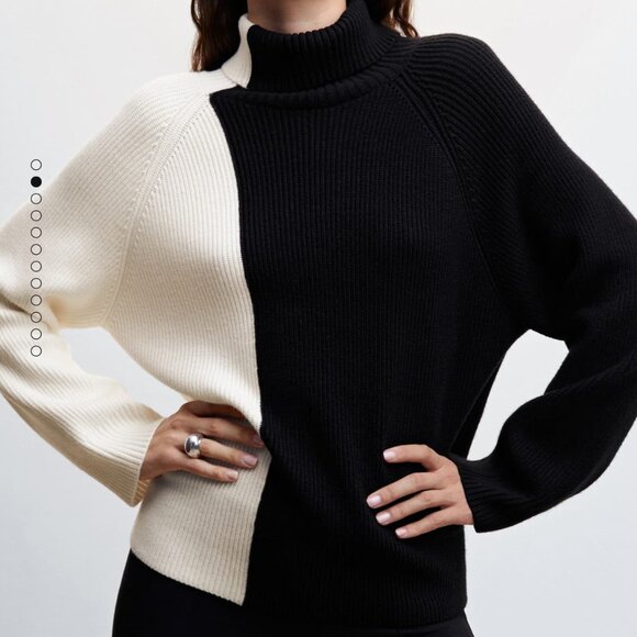 MANGO Two-tone Turtleneck Sweater M - Picture 2 of 7